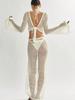 Women's Crochet Swimsuit Cover Up Set Two Piece Hollow Out Beach Swimwear