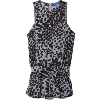 Originals Motivo a Tre Strisce Stampa Integrale Logo Ricamato Tuta Jumpsuit Senza Maniche Donna grigio medio S19992