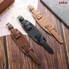 Leather Watch Strap 20mm 22mm 24mm with Mat Strap Retro Style Design Black Brown Men Women Bracelet Universal Business Wristband
