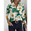Women's long-sleeved shirt, fresh daisy floral design, comfortable, breathable and skin-friendly