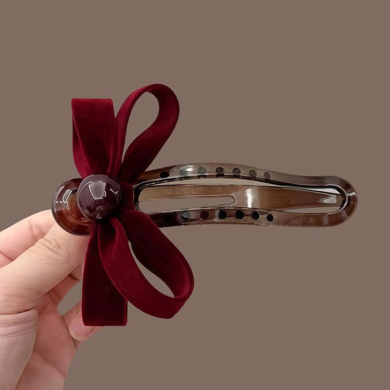 Velvet Bow Duckbill Hair Clip for Women - Back of Head Bun Clip Hair Accessory 2025.