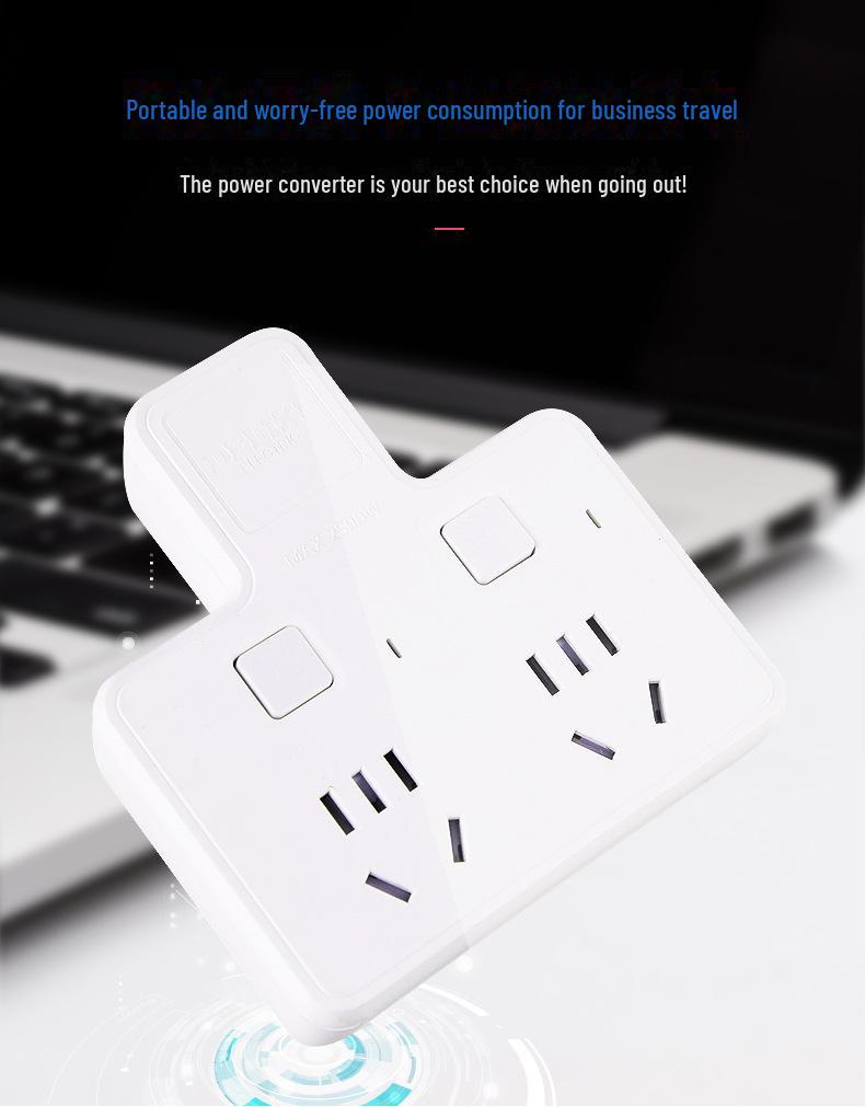 Delixi Multi-Function Socket Strip: One-to-Two Plug, Wire-Free, Multi-Hole Panel Expansion Converter.