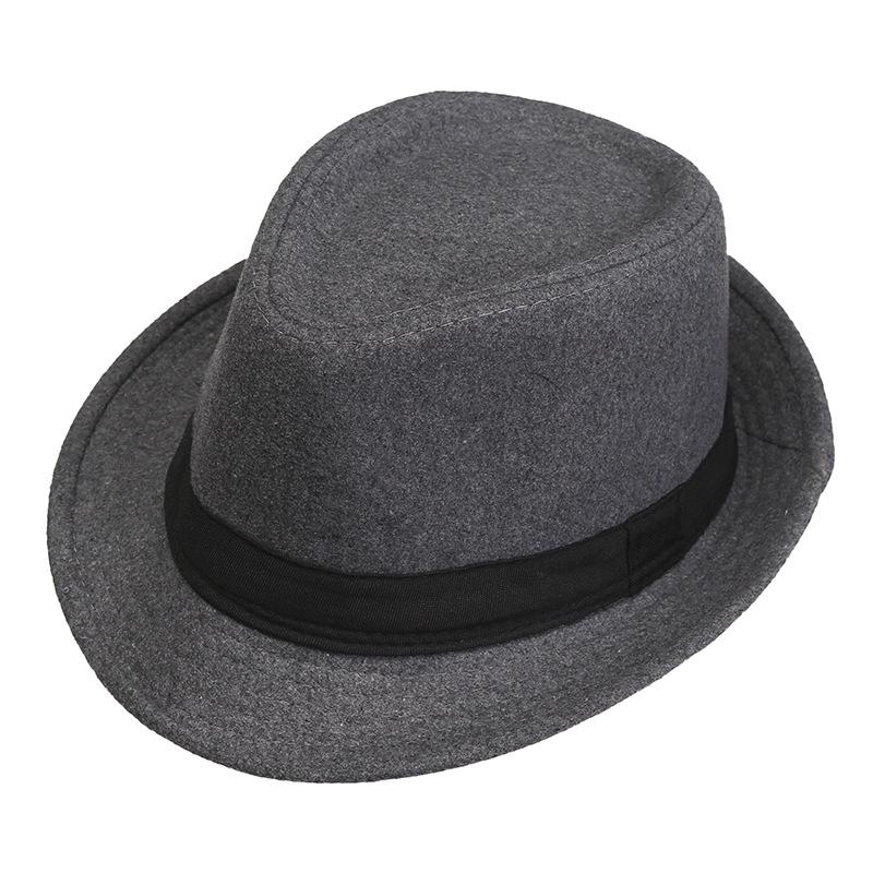 New Men'S Casual British Jazz Hat Black Wool Top Hat Stage Performance Hat