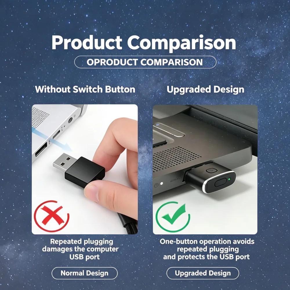 Mini USB Muis Jiggler Automatische Verplaatser Muisschudder Wiggler voor PC Laptop Houdt Wakker Computer Muis PC Bewegingssimulator