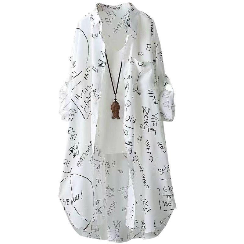 Women's Cross Print Long-Sleeve Cardigan Shirt - Summer Casual Loose Sun Protection Jacket