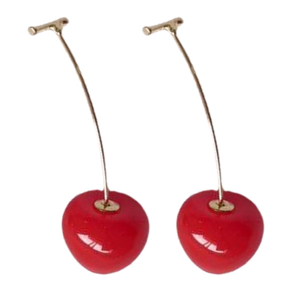 Cherry Drop Earrings Long Dangle Earrings Fashion Ear Jewelry Sweet Pendant Earrings Statement Earrings for Women Girls