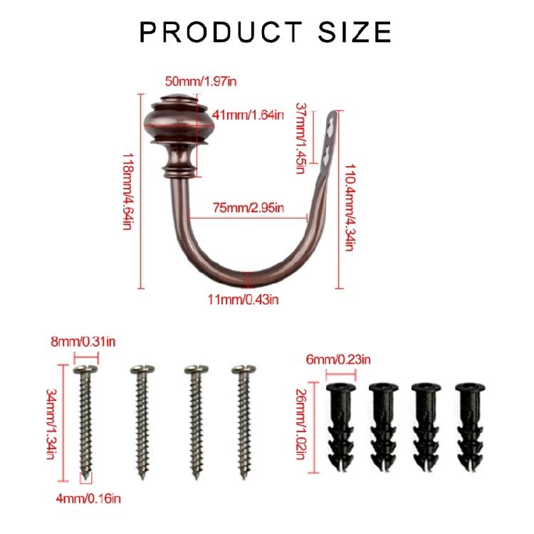 Metal Curtain Tiebacks, 2Pack  Holders for Secure and Neat Drapery Display