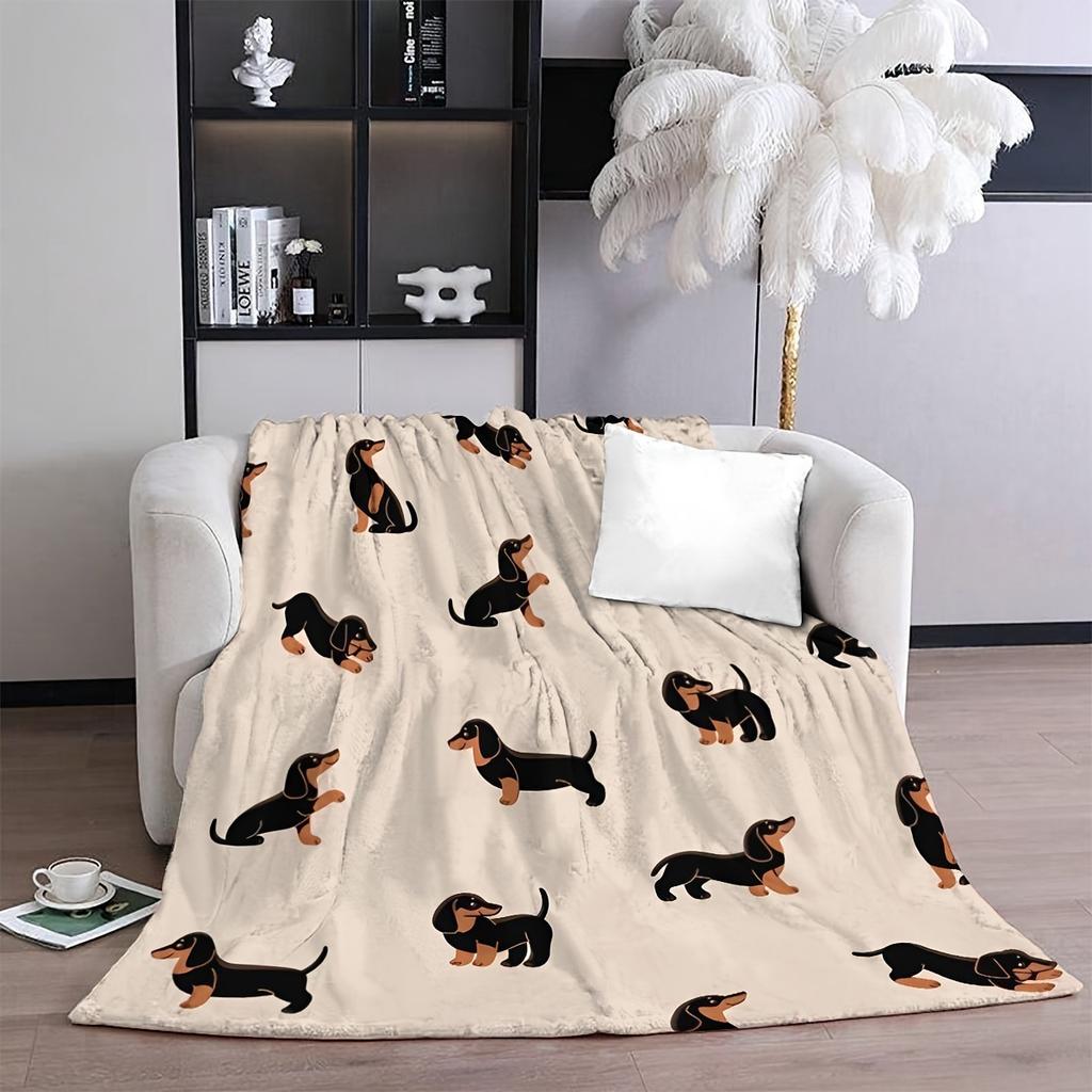 Cute Wiener Dog Print Flannel Blanket Throw Ultra Soft All Season Use For Sofa Office Camping Best Gift Hot Item