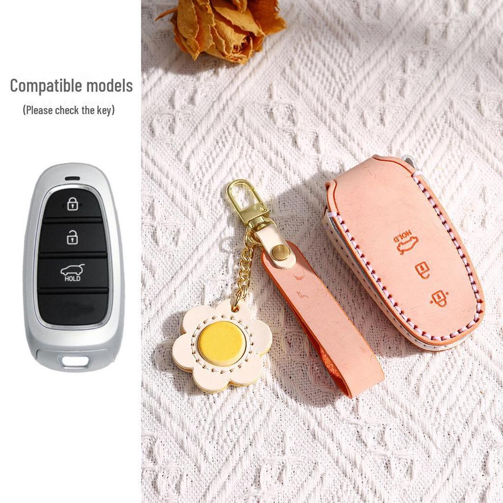 Genuine Leather Key Cover for Hyundai Sonata (7-button) & Tucson (5-button)