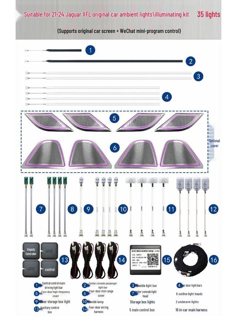 Jaguar XFL/XJL Colorful Ambient Light Speaker Cover for Car Interior