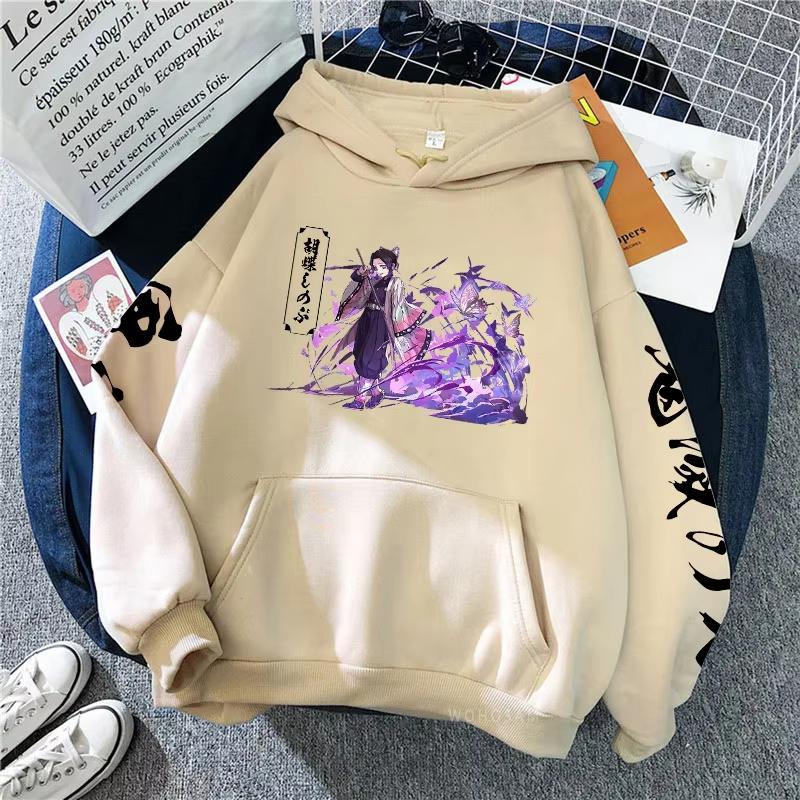 Funny Anime Demon Slayer Kochou Shinobu Hoody Pullovers Women/Men Harajuku Beautiful Girl Fashion Streets Winter Warm Sweatshirt