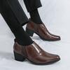 High Quality Brogue Platform Leather Shoes Men Classic Thick High Heels Wedding Business Social Shoes Men Formal Office Leather