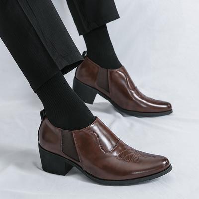 Högkvalitativa Brogue Platå Läderskor Herr Klassiska Tjocka Höga Klackar Bröllop Business Sociala Skor Herr Formella Kontorsläder