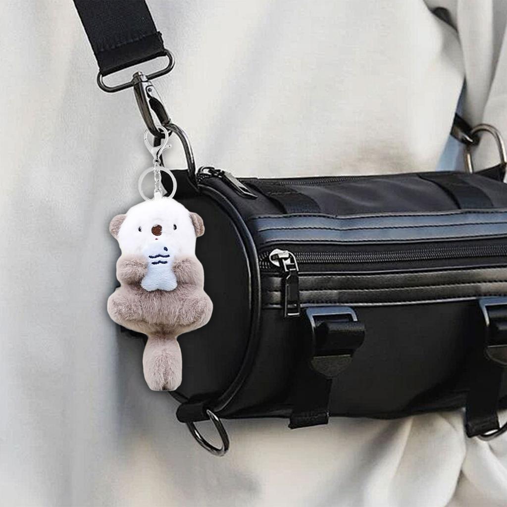 Otter Bag Charm Purse Decoration Plush Keyring Bags Accesories Cartoon Keychain for Women Kids and Animal Enthusiasts