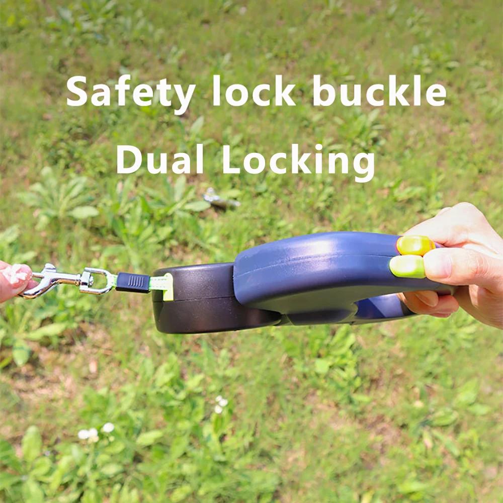 Non-Toxic Retractable Dual Doggie Leash With Led Light 360 Swivel No Tangle For Each Dog Independent Braking With 3M Reflective Leads