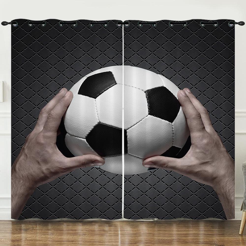Curtains Sports Football Baseball Dark Wind Curtains Bedroom Non-Perforated Blackout Curtains