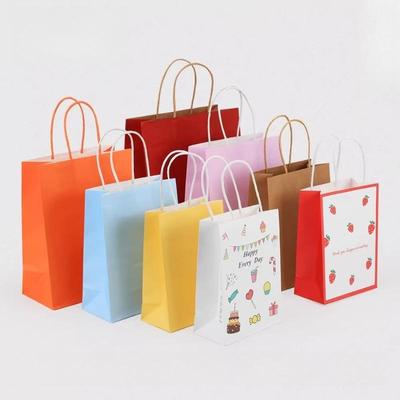 100pcs Kraft Paper Tote Bags with Colorful Printed Kraft Paper Bags Are Suitable for Clothing Gift Stores DIY Handicraft Stores and Multiple Scenarios