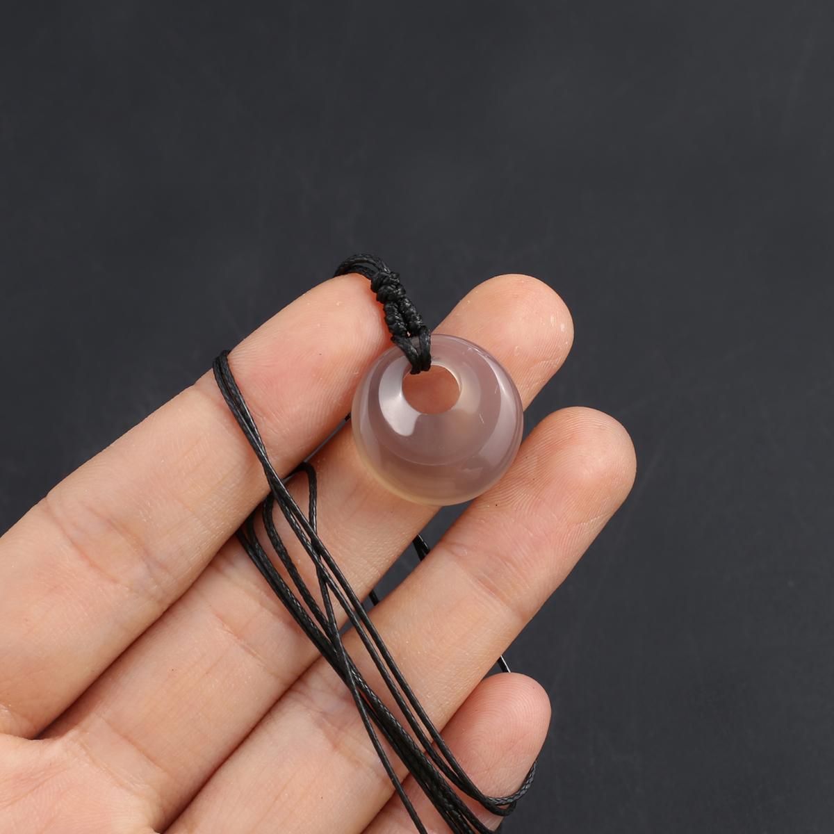 

1шт кристалл ожерелье кулон, круглый натуральный камень агат содалит нефрит аметист драгоценный камень кулон ожерелья для женщин мужчин ювелирные изделия подарки на день рождения 18 мм 1Pc-Grey Agate/18mm