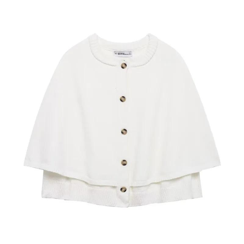 

Модный повседневный женский трикотажный свитшот Осень 2024 Новое поступление Круглый вырез Короткая куртка Европейский стиль L белый