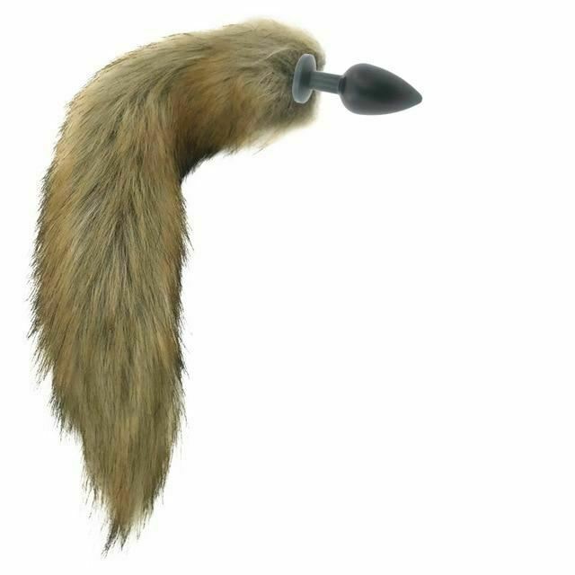 Brown Fox Tail Stainless Steel Anal Butt Plug Pet Play  Butt Plug Tails