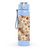 1PC Dried Daisy Beige Neutral Bouquet Print 750ml Color Plastic Sports Water Bottle Leakproof Flip Straw Lid Suitable for Sports Office Home Use