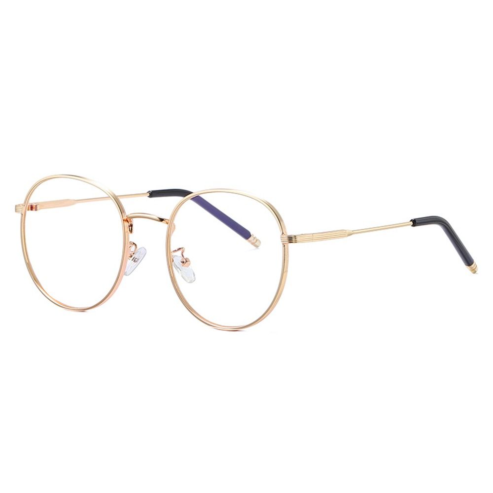 Ochelari de epocă, clasici, anti-lușă albastră, cadru metalic oval, designer de marcă, rame optice rotunde din metal, ochelari pentru computer