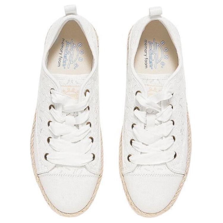 Skechers Bobs Sesame Comfortable Versatile Durable Low-Top Canvas Shoes Women Sneaker White 114008-OFWT
