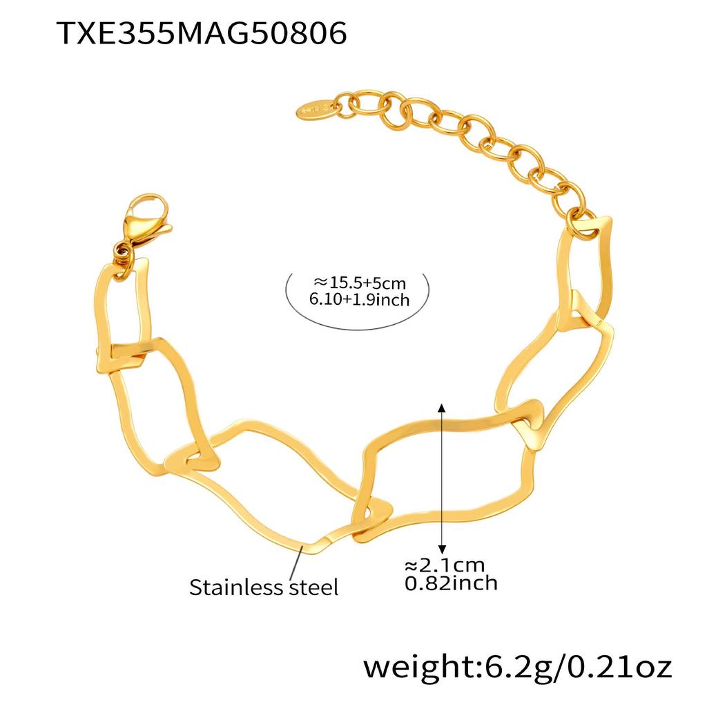 Set di Gioielli Irregolari Placcato Oro 18K Oumika: Orecchini, Bracciale e Collana in Acciaio Inossidabile