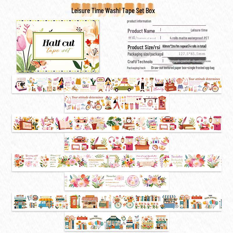 Die-cut PET Washi Tape Set: Coffee Theme, European & American Style for Journaling & Decoration