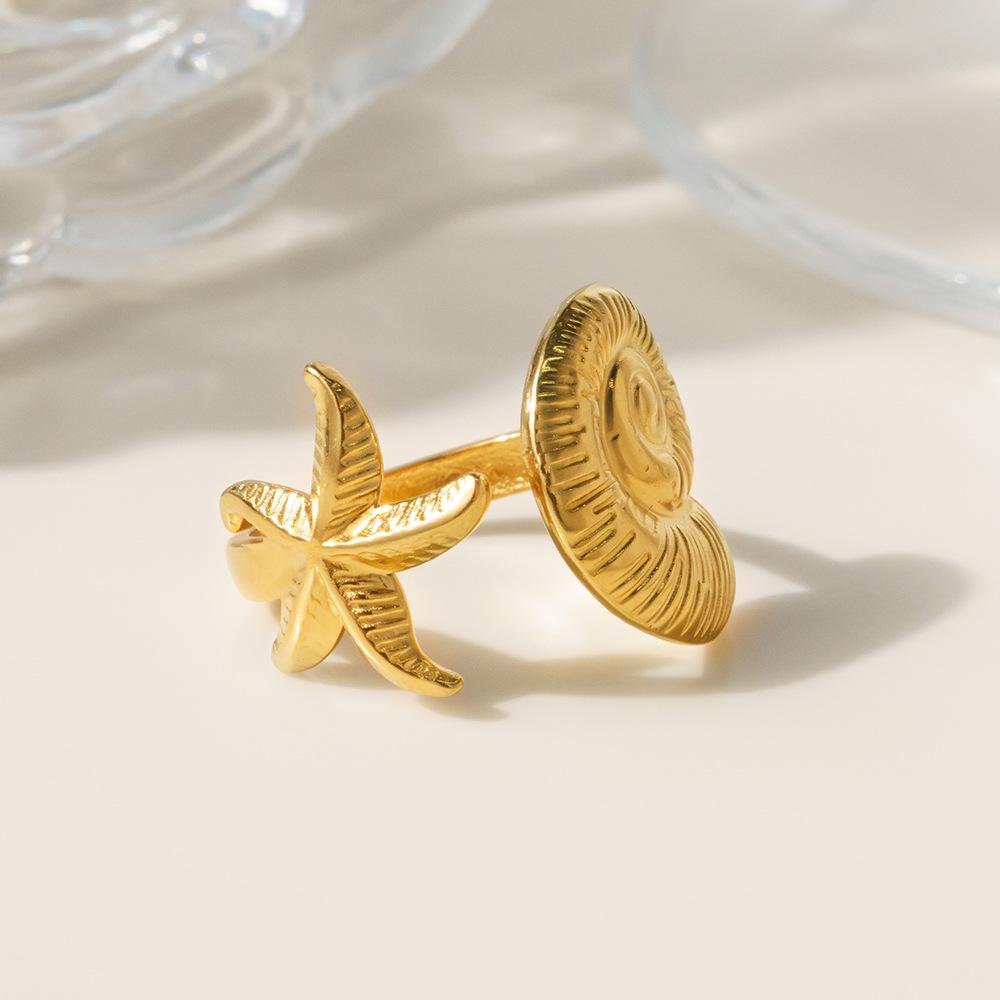 Ozean-Stil Goldstern Verstellbarer Edelstahlring für Damen