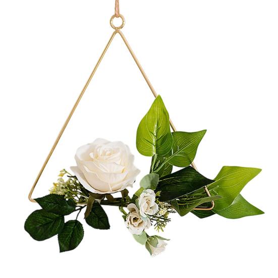 Yousheng Floral Hoop Wreath, Metal Wall Hanging with Flower Decor, Durable Wear-Resistant Floral Hoop Wreath, for Garden Balcony Windowsill