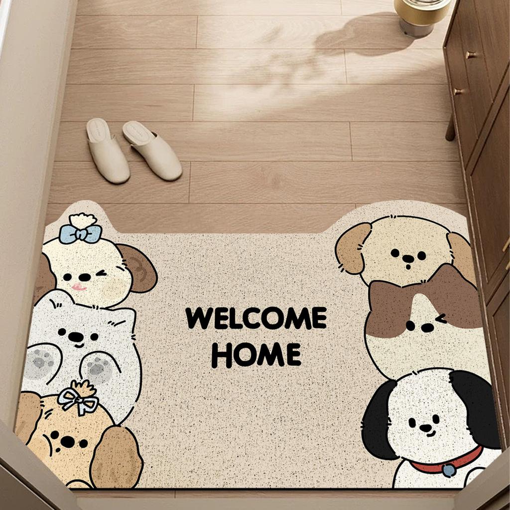 Cute Cartoon Home Floor Mat, Entrance Can Be Cut, Dirt-Resistant Silk Ring Foot Mat, Home Door Non-Slip And Easy To Take Care Of Floor Mat