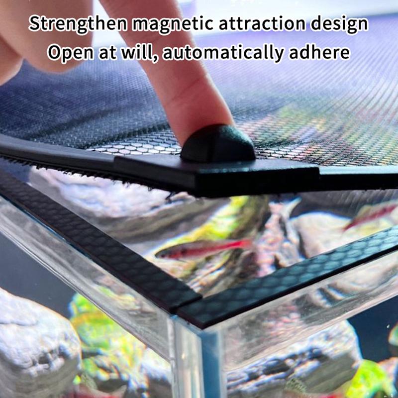 Rete Magnetica Anti-Salto per Acquario Fai da Te Facile Installazione Tagliabile Coperchio per Acquario di Dimensioni Personalizzate