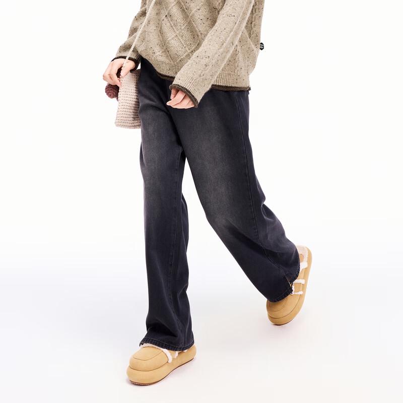 LEDING Loose Fit Washed Wide-Leg Jeans