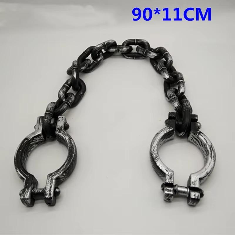 1pcs Plastic Prisoner Wrist Plastic Wrist Shackles Prison Handcuffs Chain Links For Halloween Cosplay Costume Party Trick Props