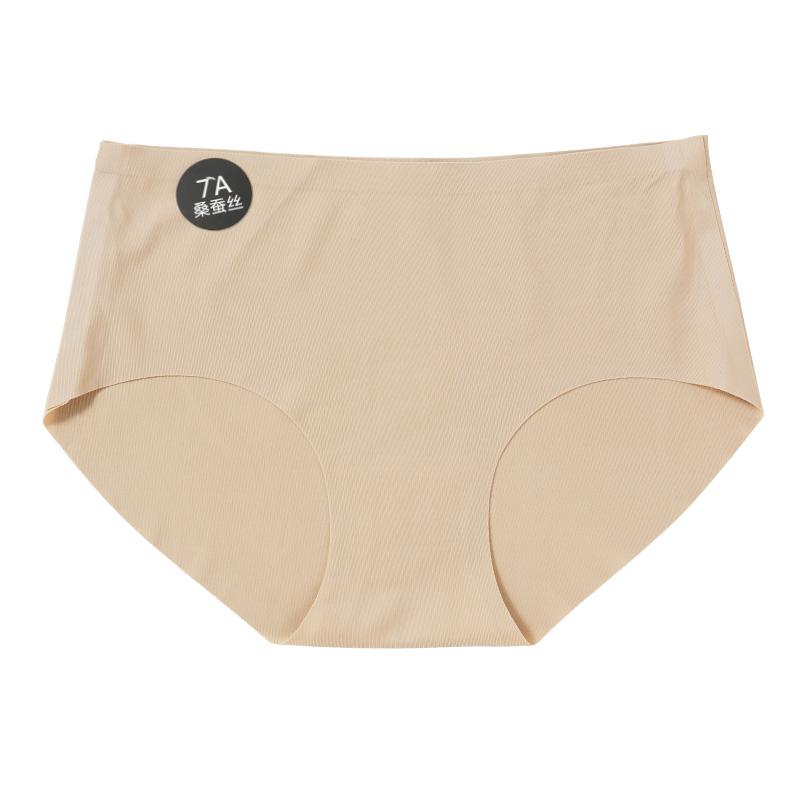 

Женские бесшовные трусики из ледяного шелка, со средней посадкой, цвета майяр, мягкое и удобное нижнее белье M-XL M бежевый