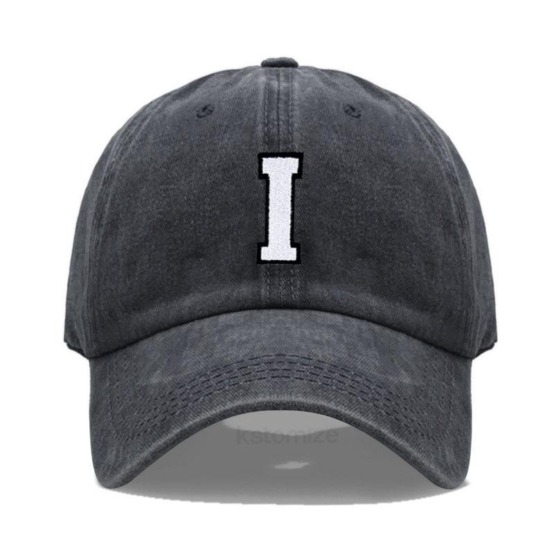 Vintage Washed Cotton Dad Hat Baseball Cap - 2-Tone A-Z Initial Embroidery Adjustable Unisex Team Cap for Men Women