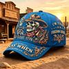 Nuovo Berretto da Baseball Cowboy Teschio del West Americano con Design a Fiamma Retrò e Protezione Solare
