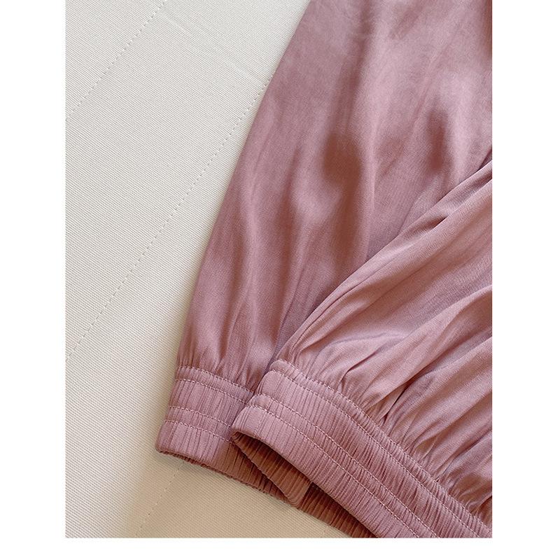 

Летние тонкие свободные брюки простого покроя из ледяного шелка, женские повседневные спортивные брюки с высокой талией и защитой от солнца L