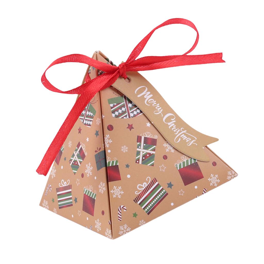 Set of 50 Christmas Themed Triangle Treat Boxes Sophisticated Triangle Christmas Candy Paper Boxes with Festival Charm
