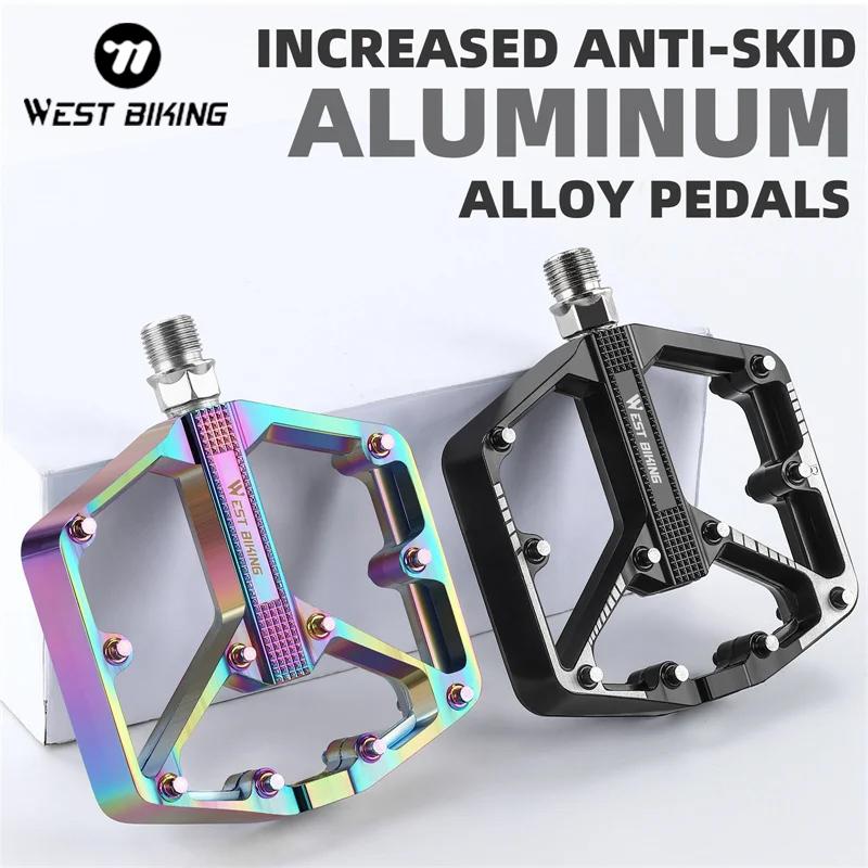 WEST BIKING Aluminum Alloy Bicycle Pedals Double DU Bearing 3 Perrin Chromium-molybdenum Steel Shafts MTB Road Bike Accessories