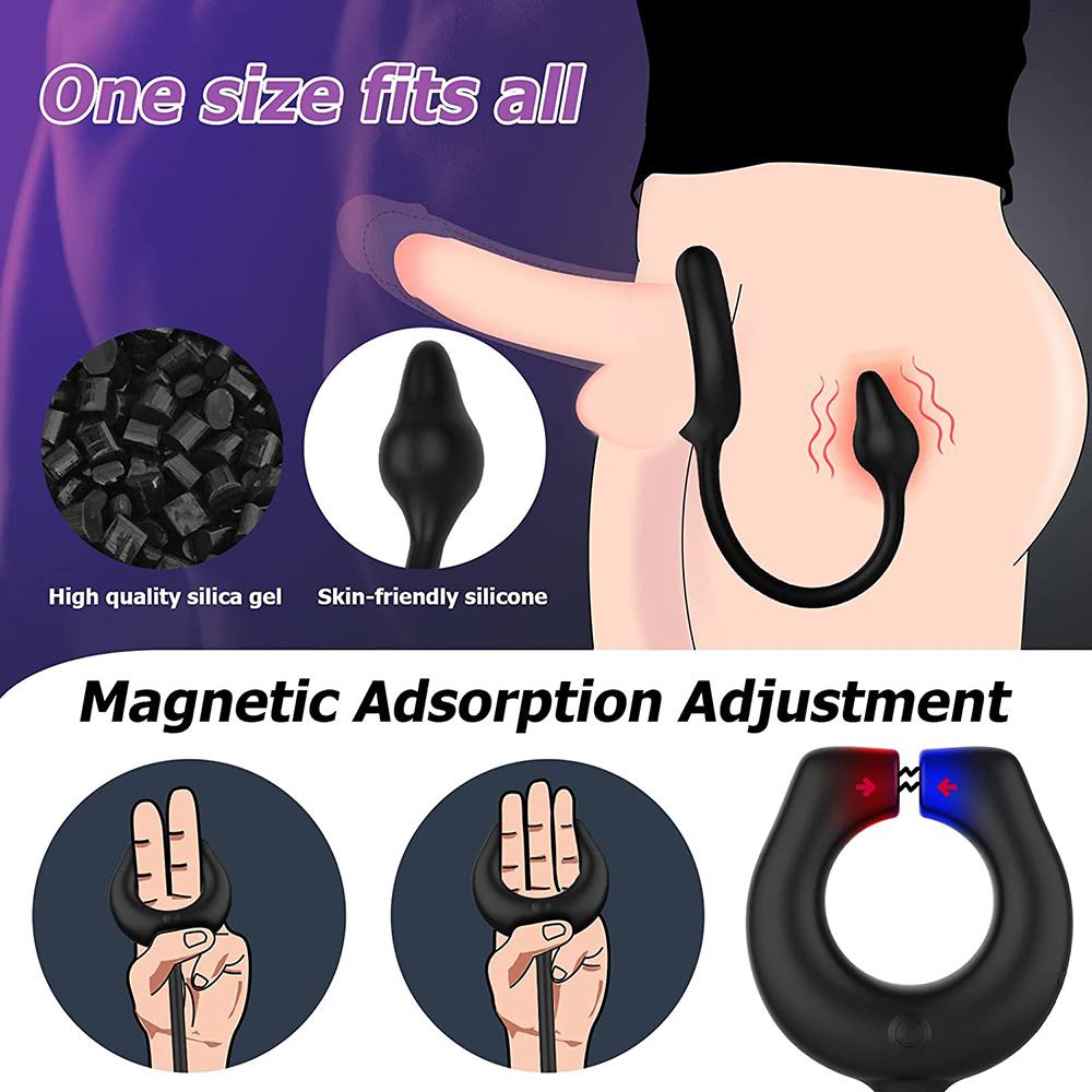 Magnetisk Mannlig Penis Kukringer Vibrator Analseksleketøy For Menn Forsink Ejakulasjon Kukring Prostatemassasjeapparat Parring Vibratorer