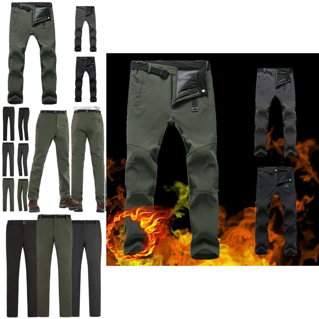 Winter Mens Thick Work Pants Windproof Tactical Outdoor Fleece Trousers Thermal