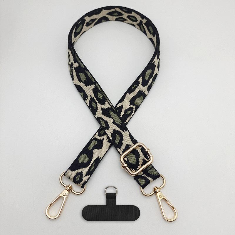 Retro Leopard Print Mobile Phone Bag Lanyard Adjustable Length Crossbody Neck Rope Anti-drop Universal Luggage Shoulder Strap