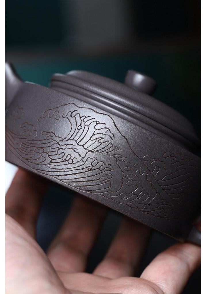 Sky Blue Yixing Zisha Teapot: Handmade Inner Push Ball Hole Design with Connector Line Tea Set