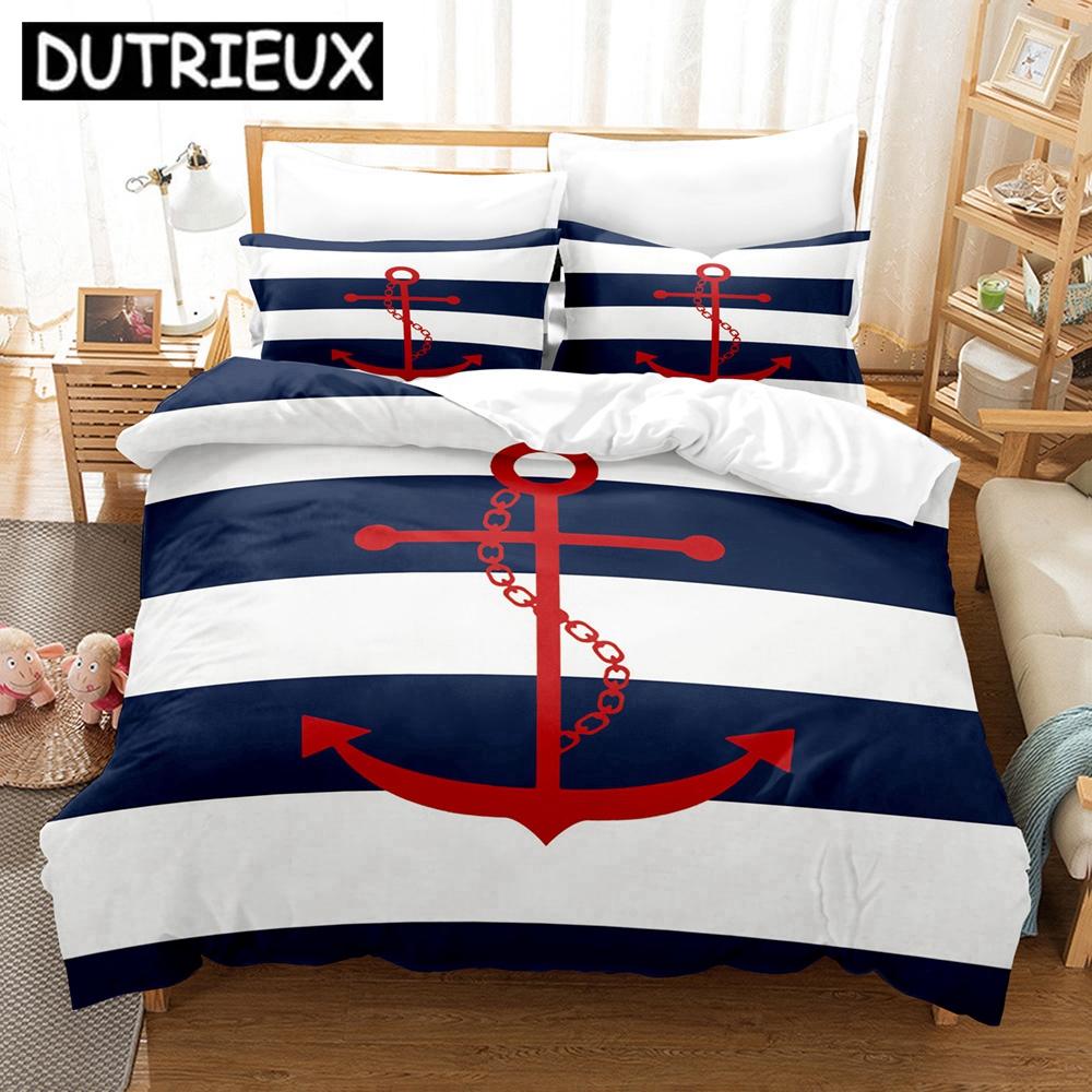 Marine Anchor Bedding Set Single Twin Full Queen King Size 3D Printed Duvet Cover for Adult Kids Bedroom