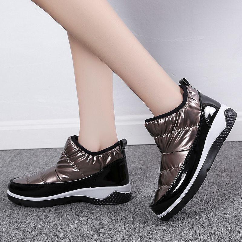 Velvet and Cotton Short Tube Snow Boots for Women's Cross-border Big Size Round Toe Warm and Thick Soled Cotton Shoes