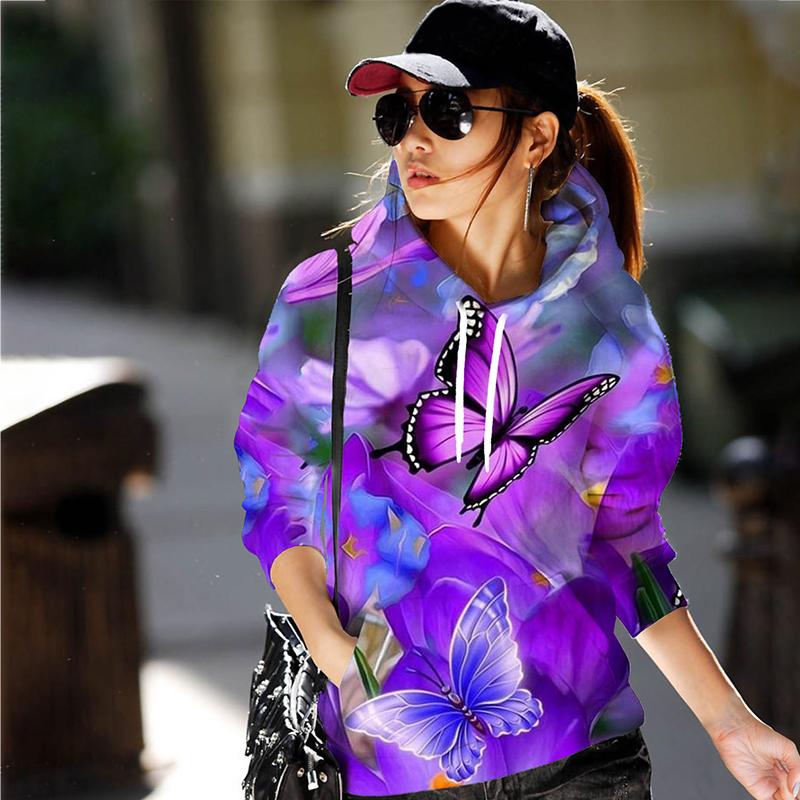 Autumn Butterfly Flower 3D Print Hoodies Men Women Fashion Sweatshirts Casual Oversized Hoodie Pullovers Tracksuit Clothing
