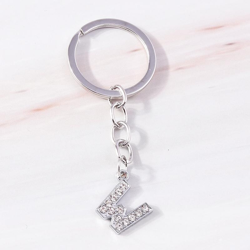 Fashion Initial 26 Letters A-Z Alphabet Keychain Rhinestone Key Ring Pendants for Car Key Bag Decor Charms DIY Accessories