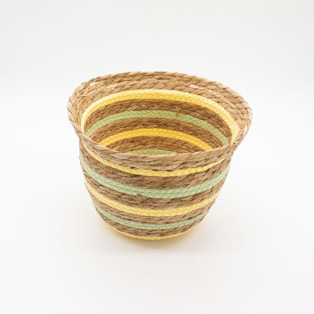 Seagrass & Straw Vase Shaped Baskets – Natural Yellow & Green – Set of 3